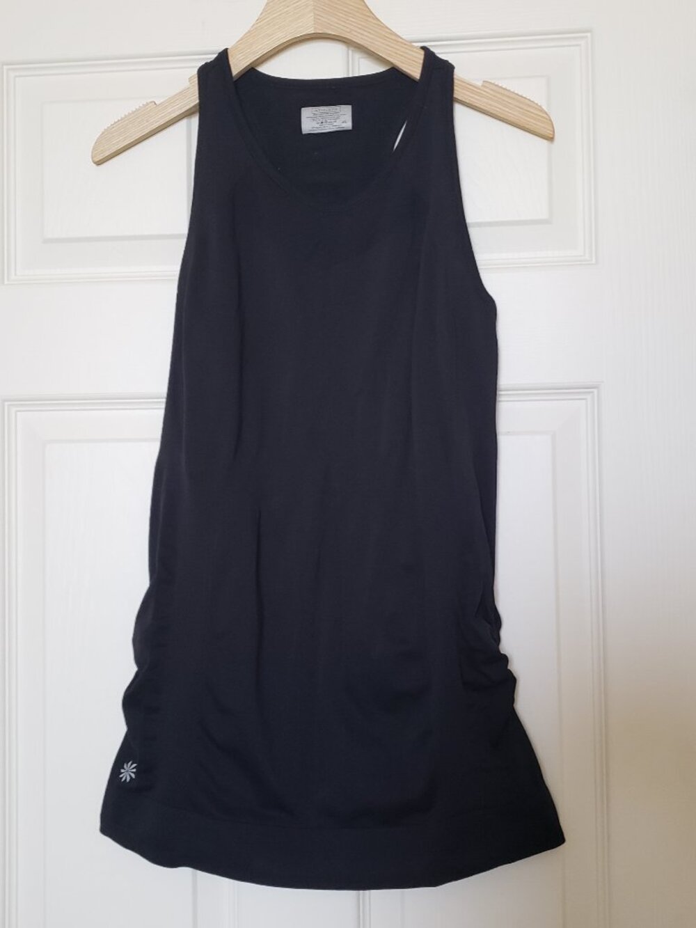 Athleta Women's Finish Fast Black Racerback Tank w/Ruched Sides - Size XL - EUC